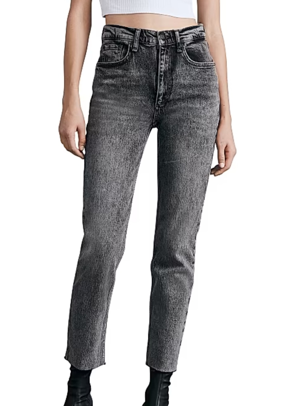rag & bone High-Rise Slim Straight Jeans - Gray Wash